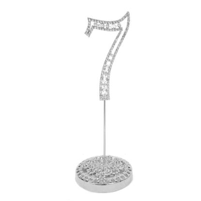 Picture of Number 7 Silver Rhinestone Crystal Metal Cake Topper  3-3/4-Inch