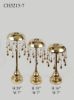 Picture of CH3215-7 Gold - Set of 3 Metal Candle Holder with hanging Crystal and Tear Drop Pendant