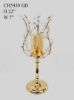 Picture of CH5438 Gold - Candle Holder With Flower Crystal Design and Hurricane Glass Tube