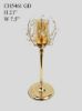 Picture of CH5462 Gold - Candle Holder With Flower Crystal Design and Hurricane Glass Tube