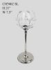 Picture of CH5461 Silver - Candle Holder With Flower Crystal Design and Hurricane Glass Tube