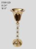 Picture of F509 GD - Gold Metallic Pillar Flower Stand and Goblet With Clear Crystal Balls 24"