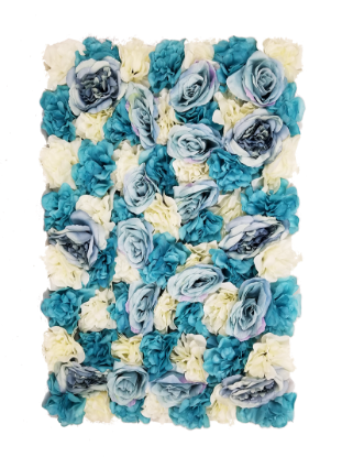 Picture of FL4060-1 - Blue Silk Rose & Hydrangea Flower Wall Mat Panel 24"