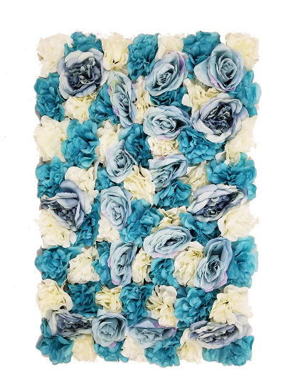 Picture of FL4060-1 - Blue Silk Rose & Hydrangea Flower Wall Mat Panel 24"