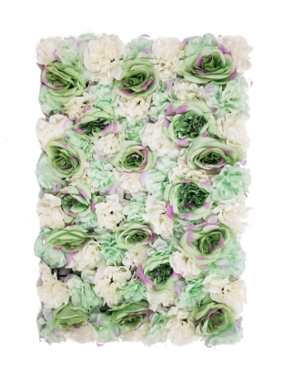 Picture of FL4060-1 - Dark Green+Purple Silk Rose & Hydrangea Flower Wall Mat Panel 24"