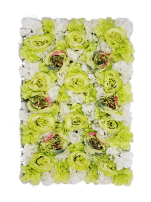 Picture of FL4060-1 - Green+Red Silk Rose & Hydrangea Flower Wall Mat Panel 24"