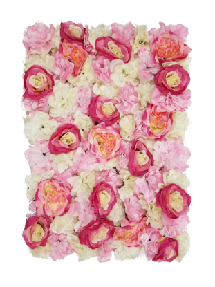 Picture of FL4060-1 - New Pink Silk Rose & Hydrangea Flower Wall Mat Panel 24"