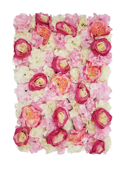 Picture of FL4060-1 - New Pink Silk Rose & Hydrangea Flower Wall Mat Panel 24"