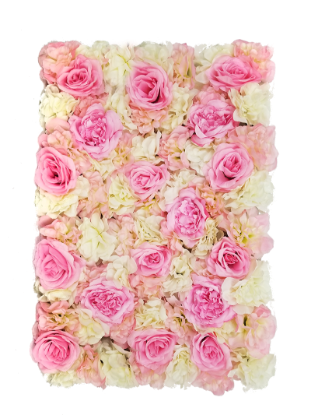 Picture of FL4060-1 - Rose Red Silk Rose & Hydrangea Flower Wall Mat Panel 24"