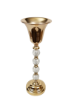 Picture of F509 GD - Gold Metallic Pillar Flower Stand and Goblet With Clear Crystal Balls 24"