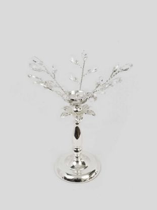 Picture of CH5447 Silver - Candle Holder With Flower Crystal Design