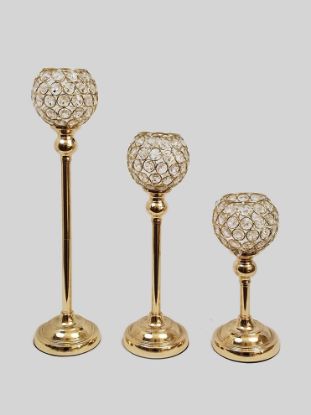 Picture of ZB-10-GP - Set of 3 Crystal Goblet Votive Candle Holders