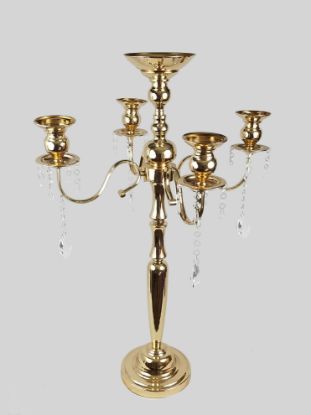 Picture of HX6080 4+1 - Gold Metal Candelabra 4 Arms and 1 Flower Riser 34.5"