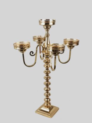 Picture of CCH0468 - Gold Metal Candelabra 4 Arms  and 1 Center Candle Holder