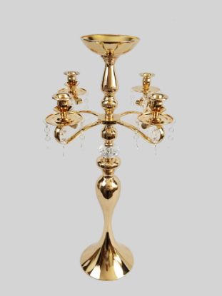 Picture of HX571-4+1 -Gold Metal Candelabra 4 Arms and 1 Flower Riser 27"