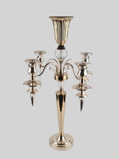 Picture of CCH0081 Gold - Gold Metal Candelabra 4 Arms and 1 Flower Riser 27"