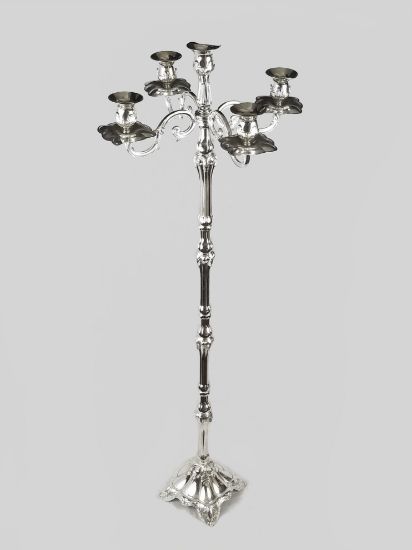 Picture of CH3315103-P - Silver Metal 4 Arms and 1 Head Candle Holder  40"