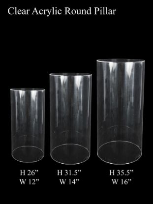 Picture of Acrylic Cake Pillar Round Set of 3 Clear