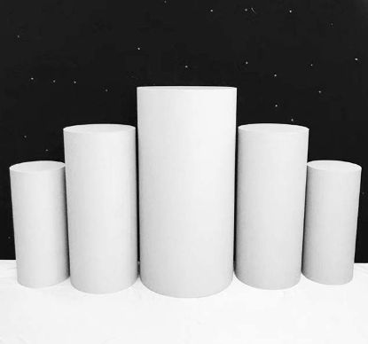 Picture of Metal Cake Pillar Round Set of 5 White