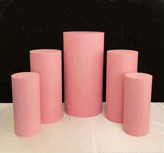 Picture of Metal Cake Pillar Round Set of 5 Pink