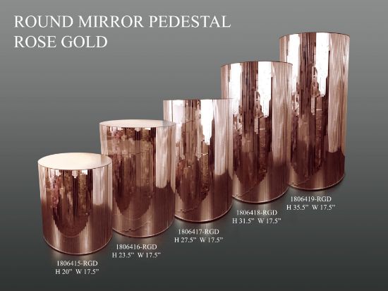 Picture of Mirrored Cylindrical Column/Pedestal Rose Gold