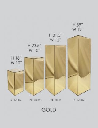 Picture of Set of 4 Mirrored Rectangular Column/Pedestal Gold