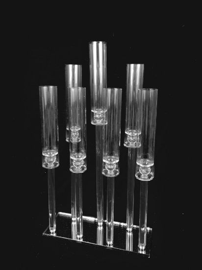 Picture of CCH6669 - 7 Head Candlestick Holders  with Hurricane Tubes Wedding Table Centerpiece 29"