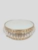 Picture of 18PF0606-L - 14" Round Gold Cake Stand Crystal Beaded with Mirror Topped