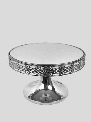 Picture of F1164 SL- 12" Metal Silver Cake Stand with Mirrored Top