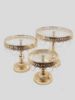 Picture of KK3 GD - Gold Set of 3 Round Metal Cake Stand With Glass Top