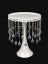 Picture of CH015 WT - 12" Tall White Metallic Trumpet Cake Riser Stand With Acrylic Crystal Chains