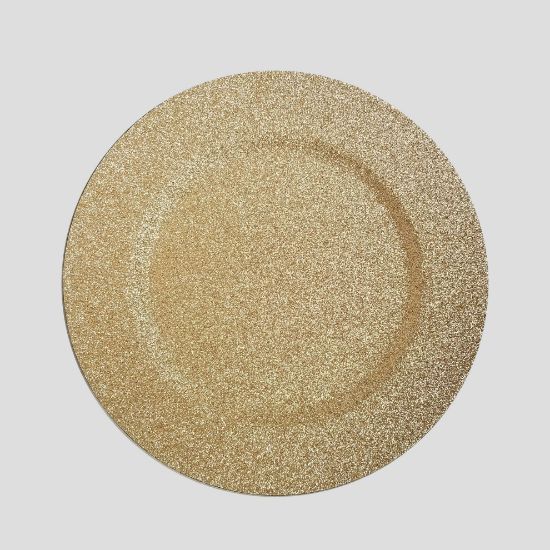 Picture of 19029 GD - 13" Gold Round Gold Glitter Acrylic Plastic Charger Plates