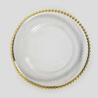 Picture of 188227 GD - 13" Round Gold  Beaded Rimmed Acrylic Charger Plates