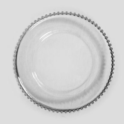 Picture of 188227 SL - 13" Round Silver  Beaded Rimmed Acrylic Charger Plates