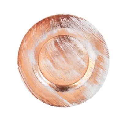 Picture of GP5431 RGD - 13" Round Rose Gold Metallic Paint Brushed Glass Charger Plates