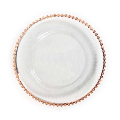 Picture of GP5428 RGD - 13" Round Beaded Rose Gold  Glass Charger Plates
