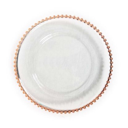 Picture of GP5428 RGD - 13" Round Beaded Rose Gold  Glass Charger Plates