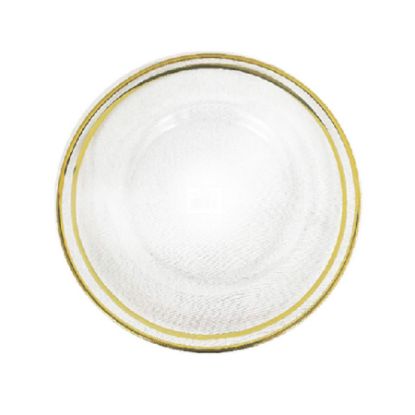 Picture of GP5430 GD - 13" Round Gold Double Ring Rimmed Glass Charger Plates