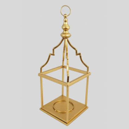 Picture of 16CF2693-L -18.5" Gold Wire Metal Hanging Lantern Candle Holders