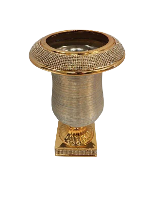 Picture of 597-1 - Gold Vase Elegant Ceramic with Crystal Detail 14"