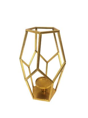 Picture of FJ70325-  Gold Geometric Metal Wired Decor Candle Holder  Tall 15"