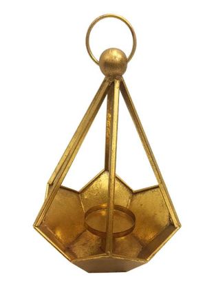 Picture of FJ70329-  Gold Geometric Metal Wired Decor Lantern Candle Holder 14"
