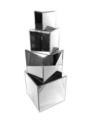 Picture of MRD-3458 SL - Silver Mirror Cube Set of 4