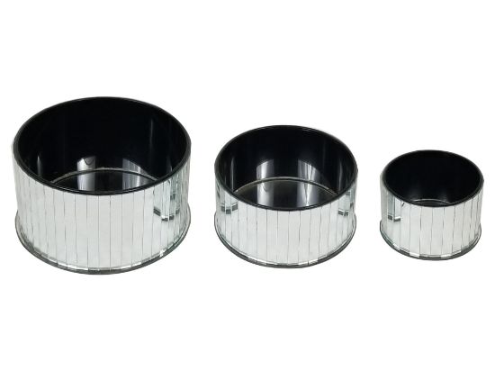 Picture of MRD-3459 SL - Round Mirror Box Cake Stand Set of 3