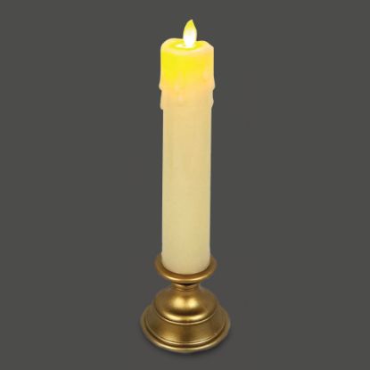 Picture of ZF-004 Gd - 11" LED Battery Flickering Wick Candle with Gold Base