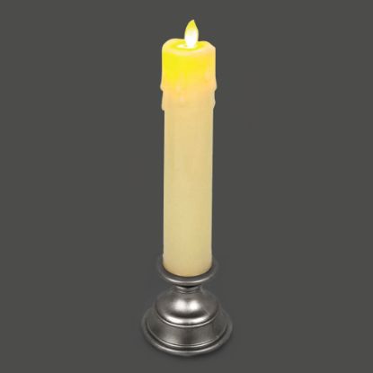 Picture of ZF-004 Sl - 11" LED Battery Flickering Wick Candle with Silver Base