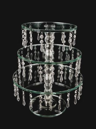 Picture of CS144 - 18" Tall 3 Tier Crystal Stand with Hanging Crystals