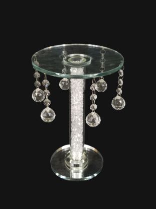 Picture of CCH5325 - 12" Tall Rounded Crystal Stand with Sphere Hanging Crystal