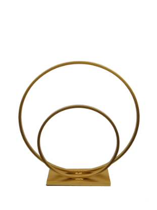 Picture of VC7555 B Gold - 21.5" Double Hoop Metallic Gold Flower Wreath