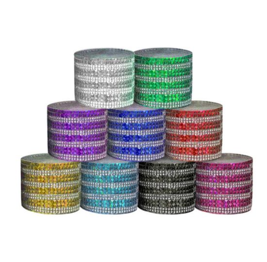 Picture of 8011 G - 5"X 10 Yards Diamond Rhinestone Ribbon Wrap Roll